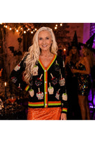 Queen of Sparkles Multi Candy Apples Sequin Button Up Cardigan-Cardigans & Kimonos-Queen Of Sparkles-Deja Nu Boutique, Women's Fashion Boutique in Lampasas, Texas