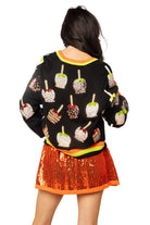Queen of Sparkles Multi Candy Apples Sequin Button Up Cardigan-Cardigans & Kimonos-Queen Of Sparkles-Deja Nu Boutique, Women's Fashion Boutique in Lampasas, Texas