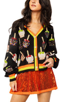 Queen of Sparkles Multi Candy Apples Sequin Button Up Cardigan-Cardigans & Kimonos-Queen Of Sparkles-Deja Nu Boutique, Women's Fashion Boutique in Lampasas, Texas