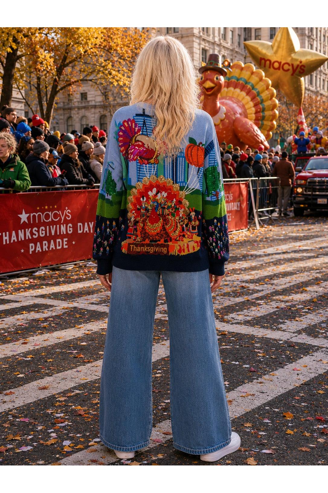 Queen of Sparkles Multi Thanksgiving Parade Sweater-Sweaters-Queen Of Sparkles-Deja Nu Boutique, Women's Fashion Boutique in Lampasas, Texas