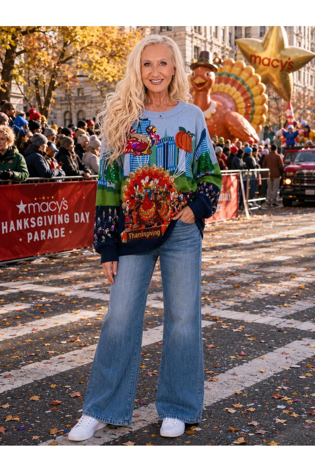 Queen of Sparkles Multi Thanksgiving Parade Sweater-Sweaters-Queen Of Sparkles-Deja Nu Boutique, Women's Fashion Boutique in Lampasas, Texas