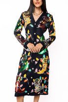 Queen of Sparkles Navy Christmas Cowboy Boot Midi Dress-Midi Dresses-Queen Of Sparkles-Deja Nu Boutique, Women's Fashion Boutique in Lampasas, Texas