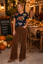 Queen of Sparkles Navy Thanksgiving Dinner Tee-T-Shirts-Queen Of Sparkles-Deja Nu Boutique, Women's Fashion Boutique in Lampasas, Texas