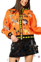 Queen of Sparkles Orange Halloween Dogs Button Up Cardigan-Cardigans & Kimonos-Queen Of Sparkles-Deja Nu Boutique, Women's Fashion Boutique in Lampasas, Texas
