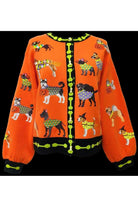 Queen of Sparkles Orange Halloween Dogs Button Up Cardigan-Cardigans & Kimonos-Queen Of Sparkles-Deja Nu Boutique, Women's Fashion Boutique in Lampasas, Texas