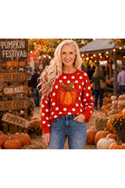 Queen of Sparkles Orange Polka Dot Pumpkin Sweater-Sweaters-Queen Of Sparkles-Deja Nu Boutique, Women's Fashion Boutique in Lampasas, Texas
