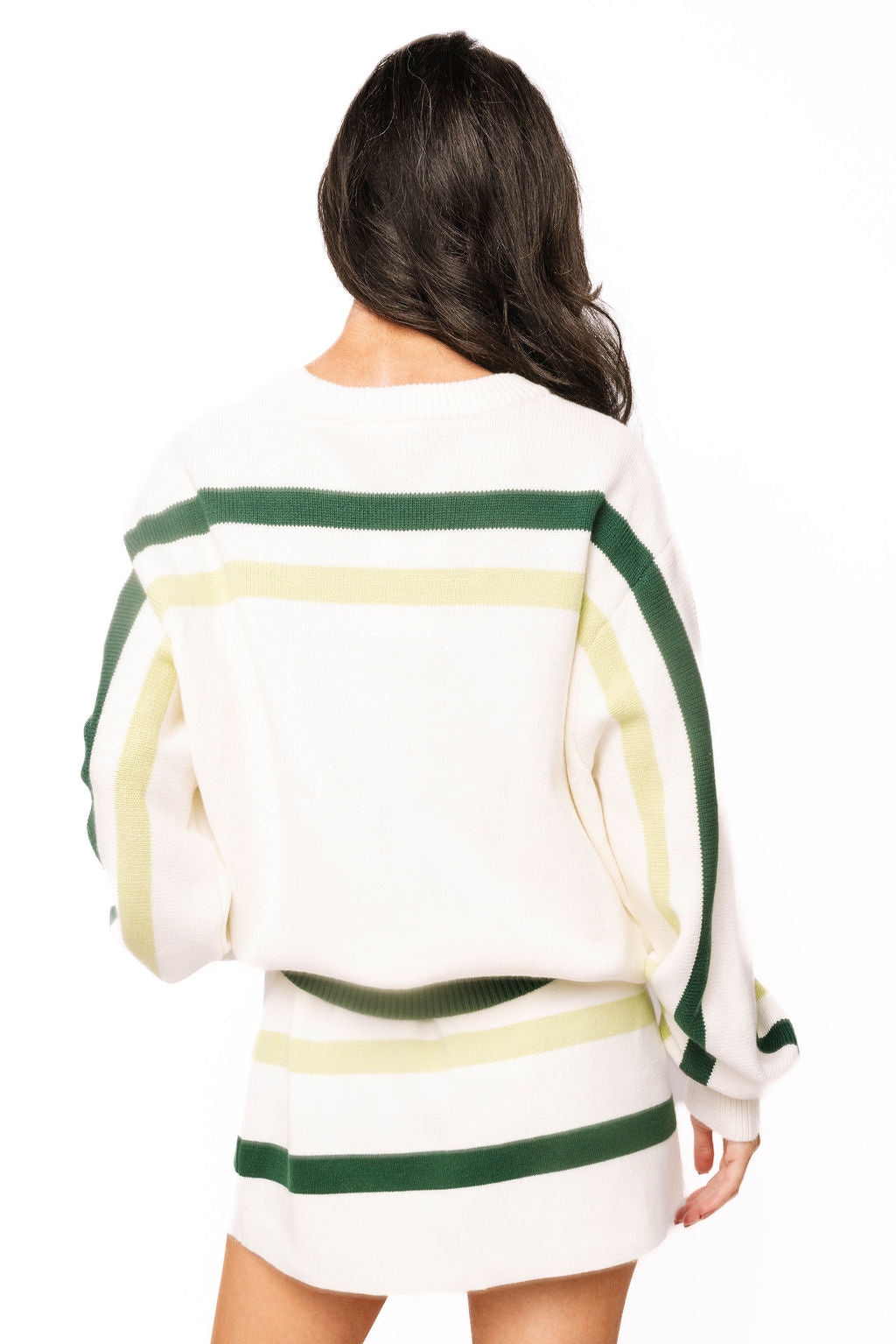 Queen of Sparkles Ivory & Green Striped ‘Santa Baby’ Gnome Sweater-Sweaters-Queen Of Sparkles-Deja Nu Boutique, Women's Fashion Boutique in Lampasas, Texas