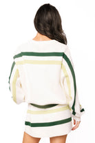 Queen of Sparkles Ivory & Green Striped ‘Santa Baby’ Gnome Sweater-Sweaters-Queen Of Sparkles-Deja Nu Boutique, Women's Fashion Boutique in Lampasas, Texas