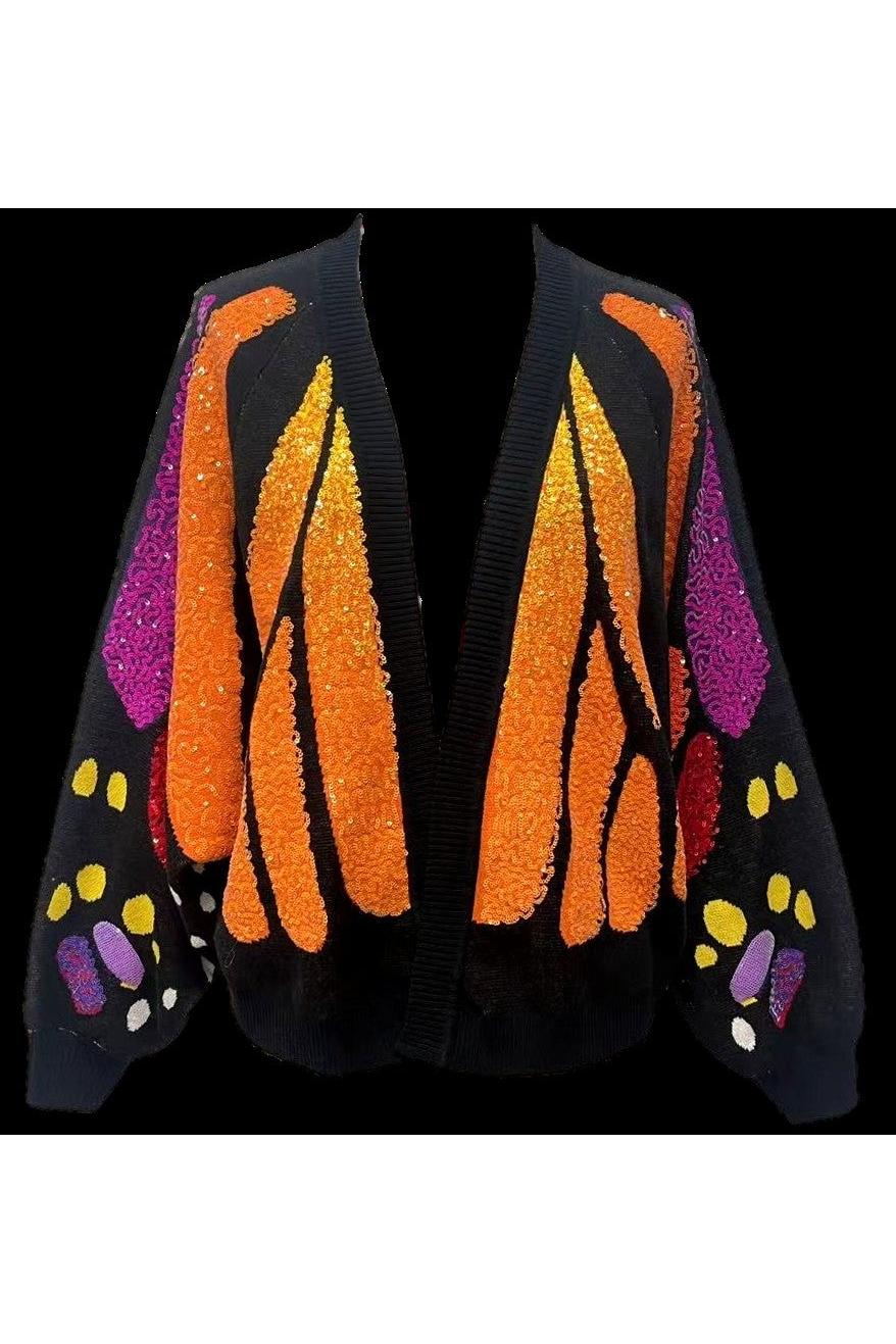 Queen of Sparkles Sequin Butterfly Wing Cardigan-Cardigans & Kimonos-Queen Of Sparkles-Deja Nu Boutique, Women's Fashion Boutique in Lampasas, Texas