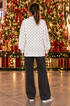 Queen of Sparkles White & Black Polka Dot Multi Christmas Tree Mockneck Sweatshirt-sweatshirt-Queen Of Sparkles-Deja Nu Boutique, Women's Fashion Boutique in Lampasas, Texas