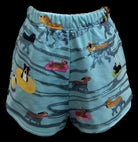 Queen of Sparkles Blue Dogs Swimming on Floats Shorts-Shorts-Queen Of Sparkles-Deja Nu Boutique, Women's Fashion Boutique in Lampasas, Texas