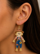 Rain Gold Enamel Multicolor Fall Scarecrow Earrings-Earrings-Rain Jewelry Collection-Deja Nu Boutique, Women's Fashion Boutique in Lampasas, Texas