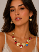 Rain Gold Glass Bead Charm Heart Fish Ladybug Mushroom Necklace Set-charm necklace-Rain Jewelry Collection-Deja Nu Boutique, Women's Fashion Boutique in Lampasas, Texas