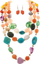 Rain Gold Multicolor Layered Stone Glass Chunky Bead Necklace Set-Necklace-Rain Jewelry Collection-Deja Nu Boutique, Women's Fashion Boutique in Lampasas, Texas