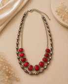 Red Squash Blossom Necklace & Earring Set-Necklace Set-Deja Nu-Deja Nu Boutique, Women's Fashion Boutique in Lampasas, Texas