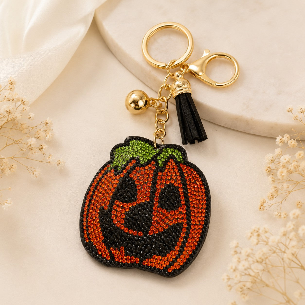 Rhinestone Pumpkin & Jack-O’-Lantern Purse Charm Keyring-purse charm-Deja Nu-Deja Nu Boutique, Women's Fashion Boutique in Lampasas, Texas