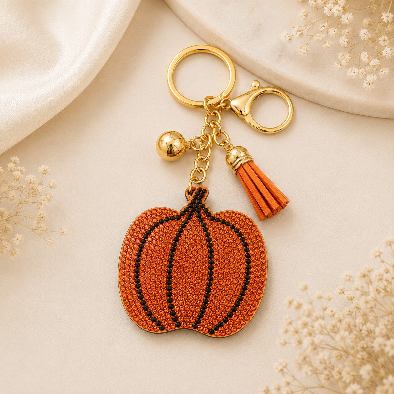 Rhinestone Pumpkin & Jack-O’-Lantern Purse Charm Keyring-purse charm-Deja Nu-Deja Nu Boutique, Women's Fashion Boutique in Lampasas, Texas