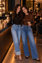 Molly Bracken Rhinestone Lightweight Sweater in Black or Chocolate Brown-Sweaters-Molly Bracken-Deja Nu Boutique, Women's Fashion Boutique in Lampasas, Texas