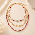 Ruby Glow Red Layered Crystal Necklace-Necklace-Deja Nu-Deja Nu Boutique, Women's Fashion Boutique in Lampasas, Texas