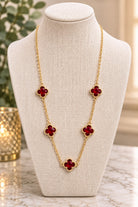 Ruby Red Clover Necklace & Earring Collection-Necklace Set-Deja Nu-Deja Nu Boutique, Women's Fashion Boutique in Lampasas, Texas