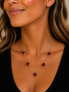 Ruby Red Clover Necklace & Earring Collection-Necklace Set-Deja Nu-Deja Nu Boutique, Women's Fashion Boutique in Lampasas, Texas