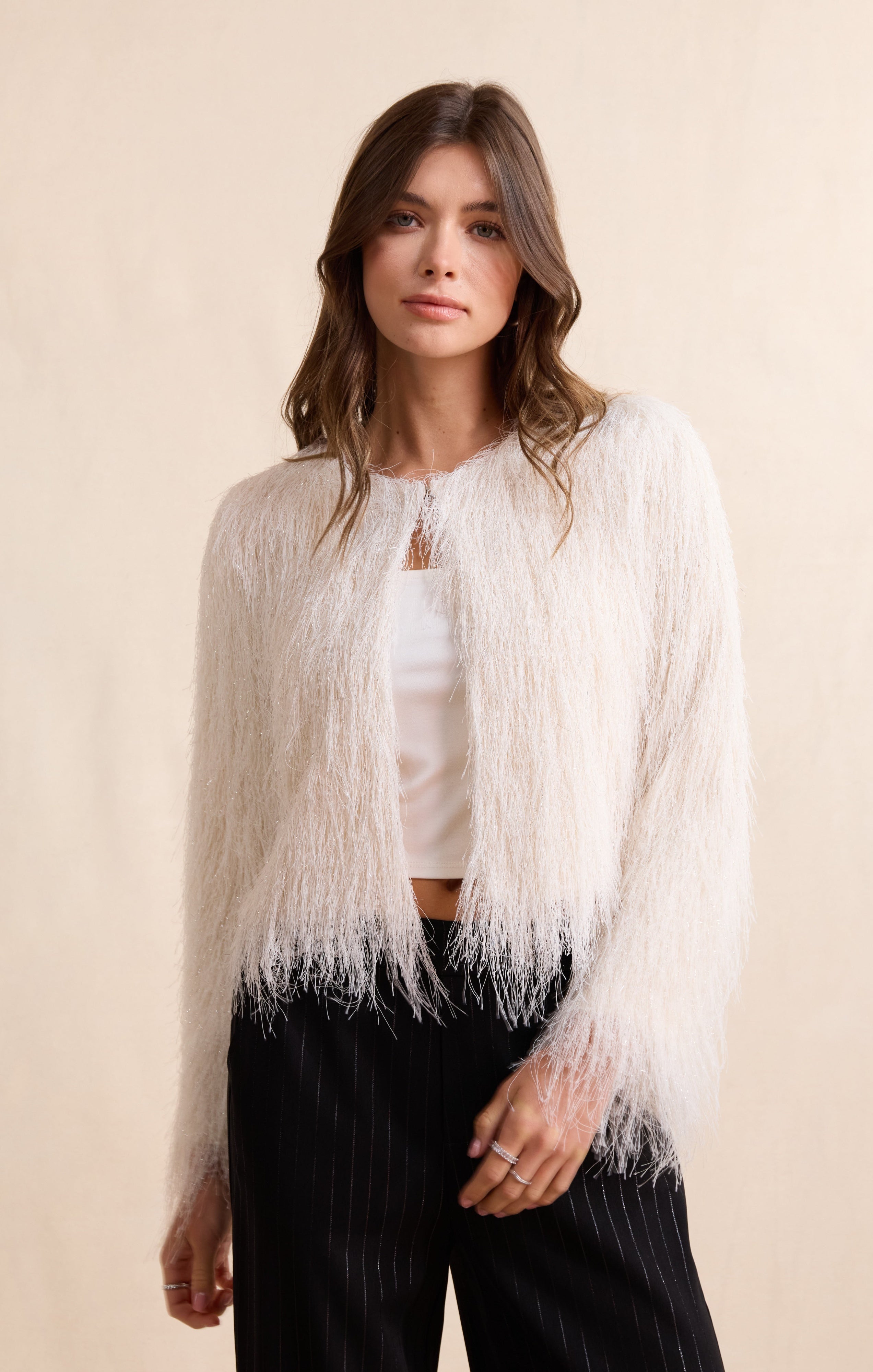 Sadie & Sage Angel Wings Fringe Jacket in Ivory-Outerwear-Sadie & Sage-Deja Nu Boutique, Women's Fashion Boutique in Lampasas, Texas