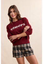 Sadie & Sage Cheers Sweater in Burgundy & Ivory-Graphic Sweaters-Sadie & Sage-Deja Nu Boutique, Women's Fashion Boutique in Lampasas, Texas