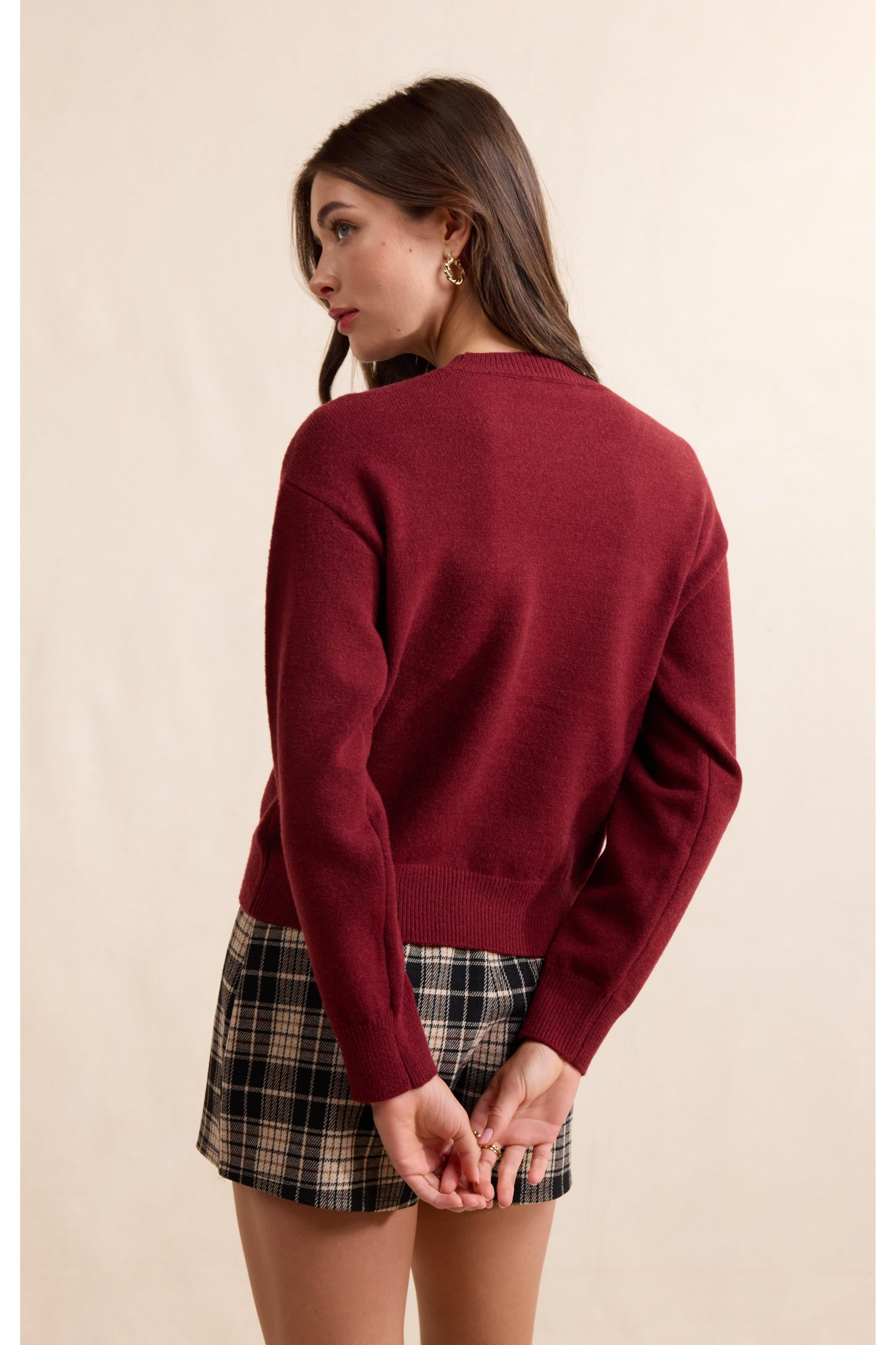 Sadie & Sage Cheers Sweater in Burgundy & Ivory-Graphic Sweaters-Sadie & Sage-Deja Nu Boutique, Women's Fashion Boutique in Lampasas, Texas
