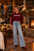 Sadie & Sage Cheers Sweater in Burgundy & Ivory-Graphic Sweaters-Sadie & Sage-Deja Nu Boutique, Women's Fashion Boutique in Lampasas, Texas
