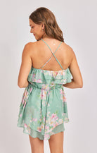 Sadie & Sage Desert Rose Sage Floral Ruffle Romper-Rompers & Jumpsuits-Sadie & Sage-Deja Nu Boutique, Women's Fashion Boutique in Lampasas, Texas