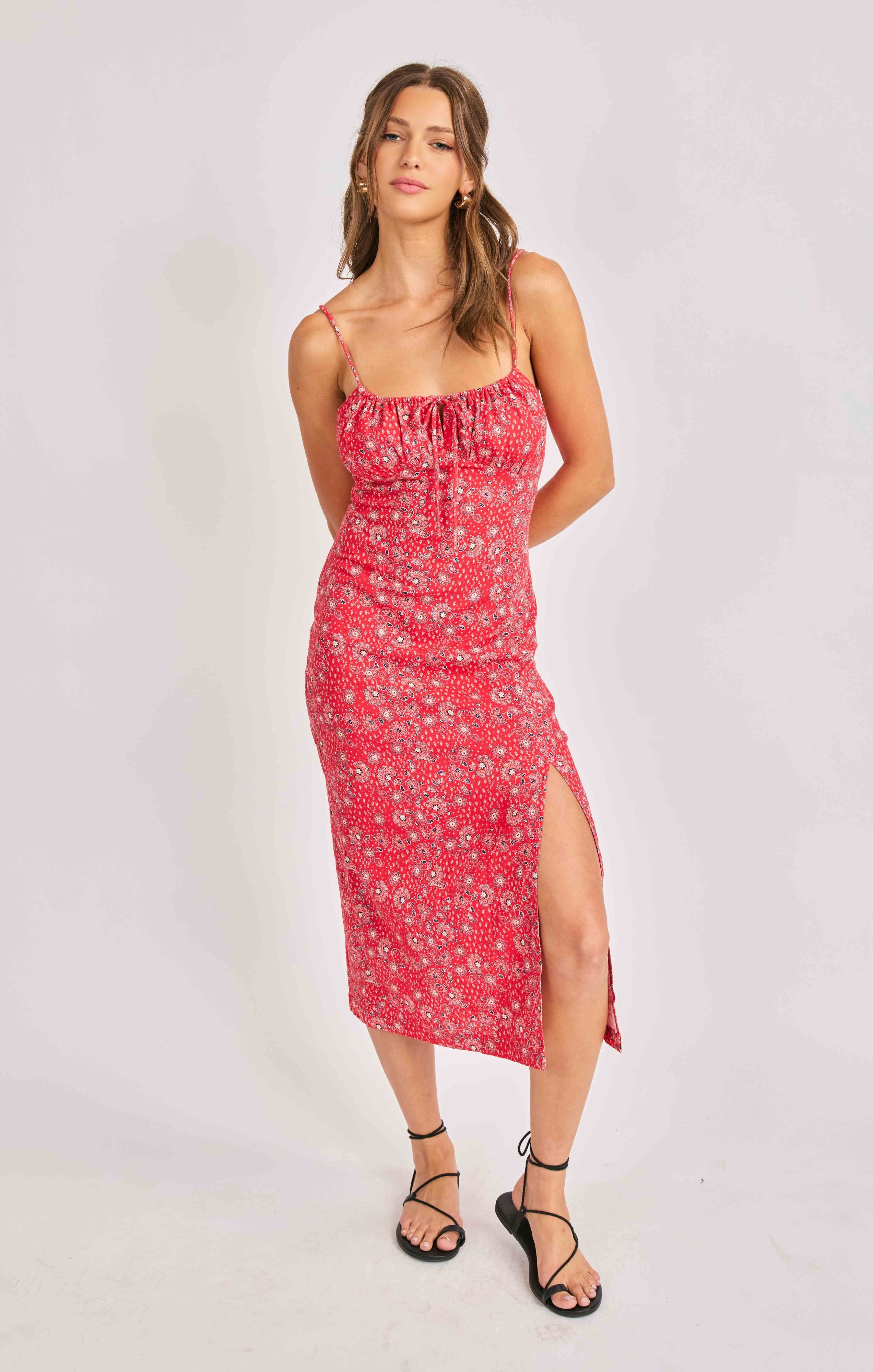 Sadie & Sage Firecracker Midi Dress – Red Multi-Midi Dresses-Sadie & Sage-Deja Nu Boutique, Women's Fashion Boutique in Lampasas, Texas