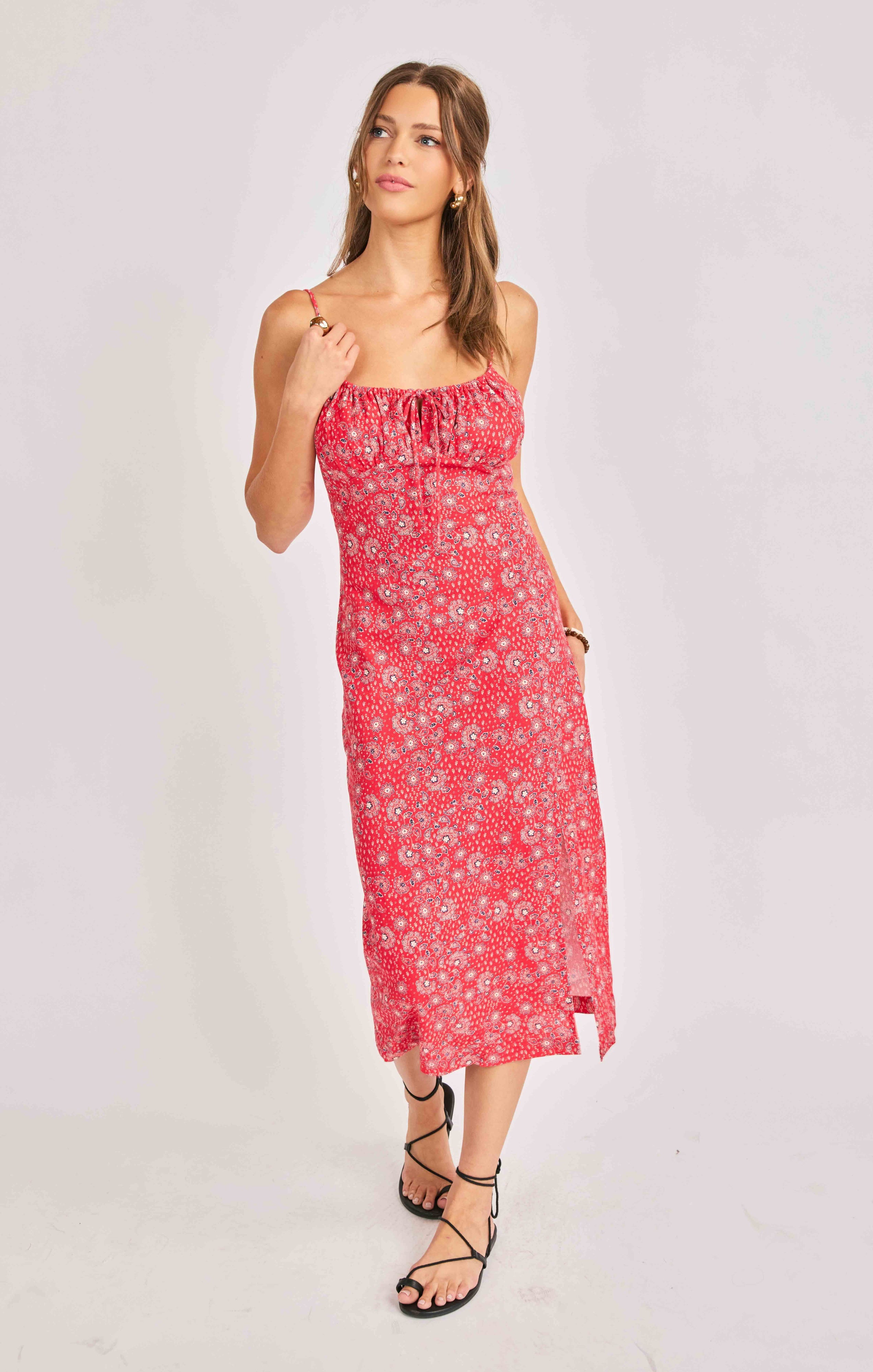 Sadie & Sage Firecracker Midi Dress – Red Multi-Midi Dresses-Sadie & Sage-Deja Nu Boutique, Women's Fashion Boutique in Lampasas, Texas