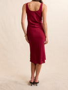 Sadie & Sage Inner Circle Cowl Neck Midi Dress in Red-Midi Dresses-Sadie & Sage-Deja Nu Boutique, Women's Fashion Boutique in Lampasas, Texas