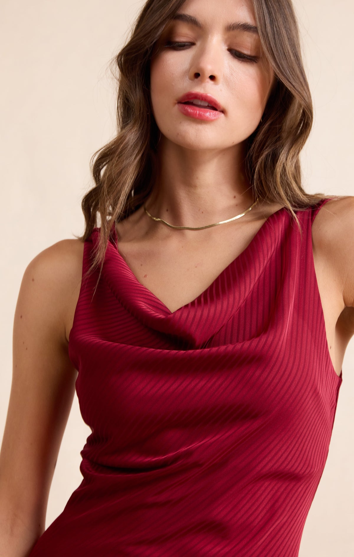 Sadie & Sage Inner Circle Cowl Neck Midi Dress in Red-Midi Dresses-Sadie & Sage-Deja Nu Boutique, Women's Fashion Boutique in Lampasas, Texas