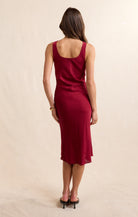 Sadie & Sage Inner Circle Cowl Neck Midi Dress in Red-Midi Dresses-Sadie & Sage-Deja Nu Boutique, Women's Fashion Boutique in Lampasas, Texas