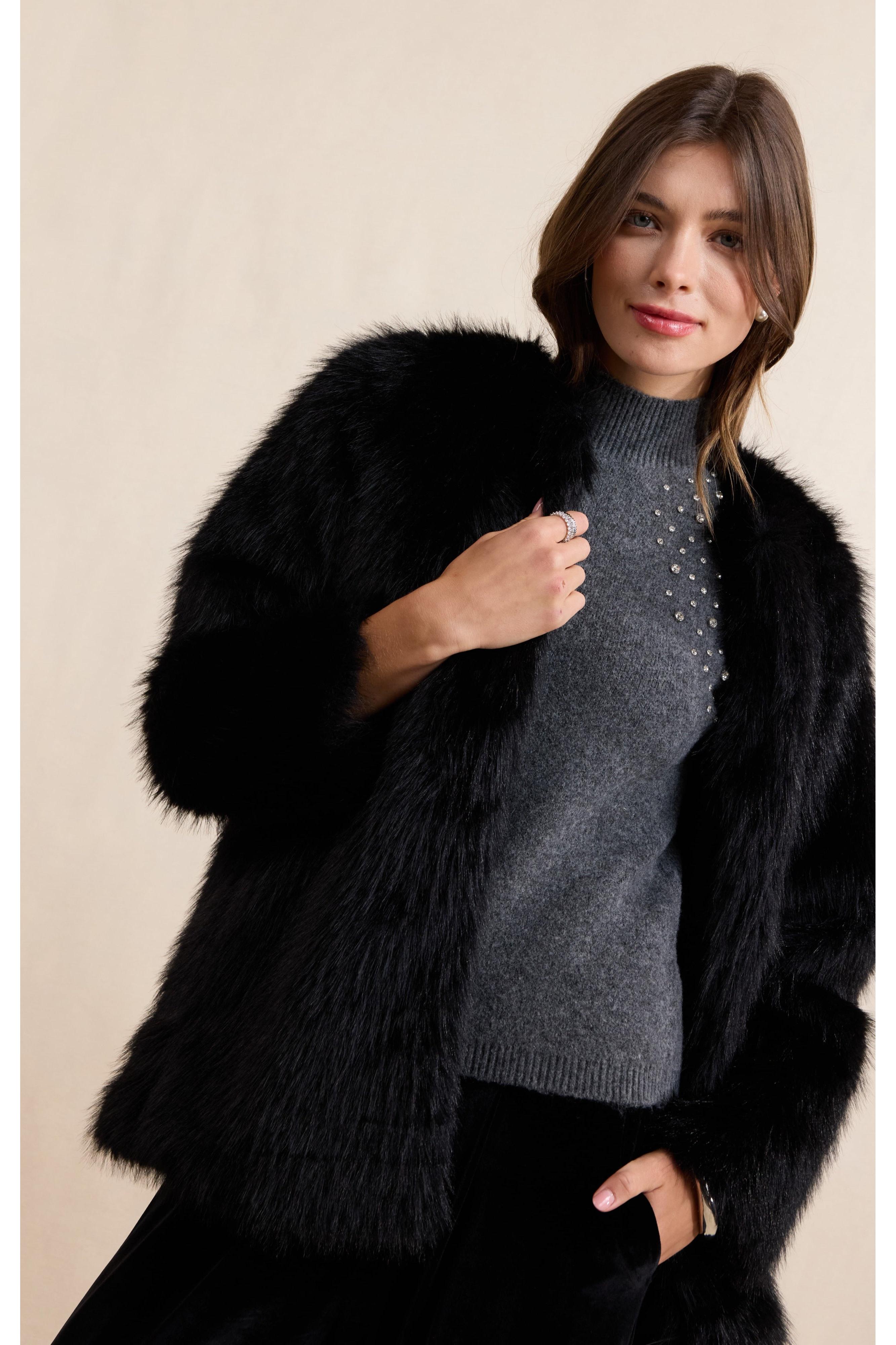Sadie & Sage Shelby Embellished Sweater Vest in Charcoal-Vest-Sadie & Sage-Deja Nu Boutique, Women's Fashion Boutique in Lampasas, Texas