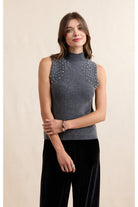Sadie & Sage Shelby Embellished Sweater Vest in Charcoal-Vest-Sadie & Sage-Deja Nu Boutique, Women's Fashion Boutique in Lampasas, Texas
