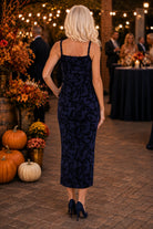 Sage The Label Begonia Ruched Midi Dress in Navy/Black-Midi Dresses-Sage The Label-Deja Nu Boutique, Women's Fashion Boutique in Lampasas, Texas