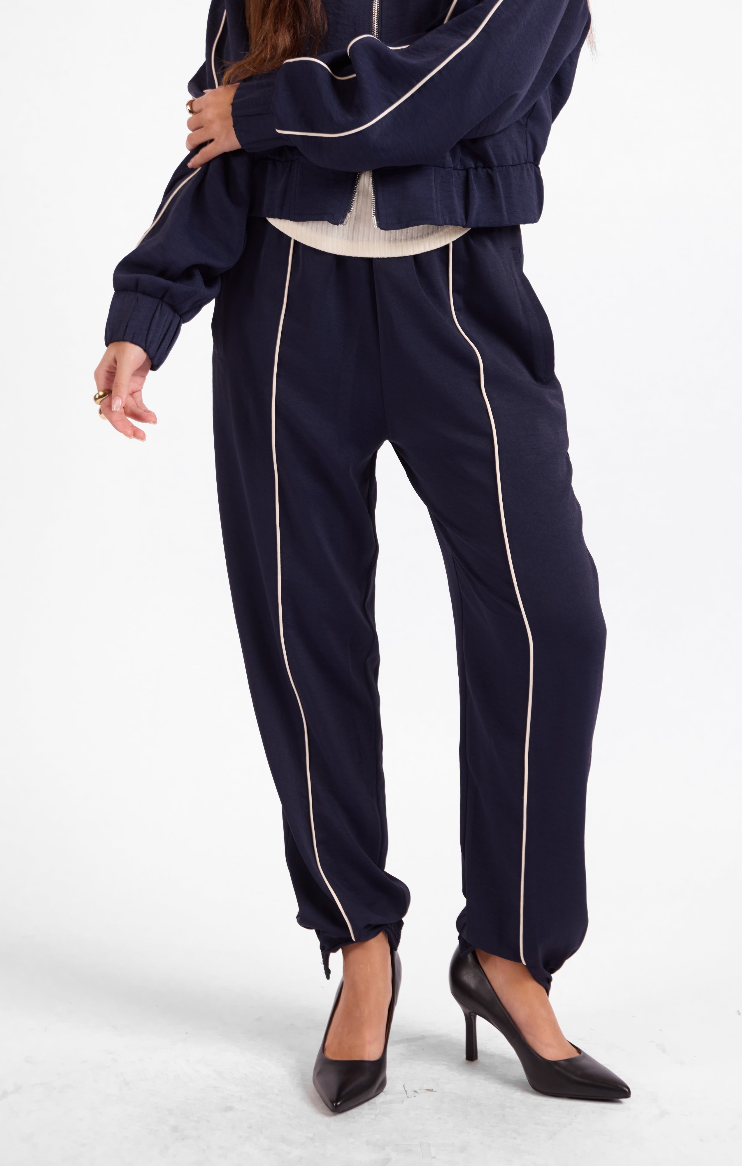 Sage the Label Bike Ride Joggers in Navy Ivory-Joggers-Sage The Label-Deja Nu Boutique, Women's Fashion Boutique in Lampasas, Texas