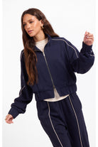 Sage the Label Bike Ride Track Jacket in Navy Ivory-Jackets-Sage The Label-Deja Nu Boutique, Women's Fashion Boutique in Lampasas, Texas