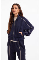 Sage the Label Bike Ride Track Jacket in Navy Ivory-Jackets-Sage The Label-Deja Nu Boutique, Women's Fashion Boutique in Lampasas, Texas