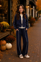 Sage the Label Bike Ride Joggers in Navy Ivory-Joggers-Sage The Label-Deja Nu Boutique, Women's Fashion Boutique in Lampasas, Texas