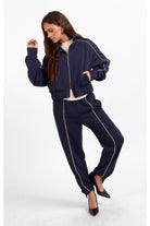 Sage the Label Bike Ride Track Jacket in Navy Ivory-Jackets-Sage The Label-Deja Nu Boutique, Women's Fashion Boutique in Lampasas, Texas