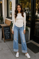 Sage the Label Esther Crew Neck Top in Ivory-Tops-Sage The Label-Deja Nu Boutique, Women's Fashion Boutique in Lampasas, Texas