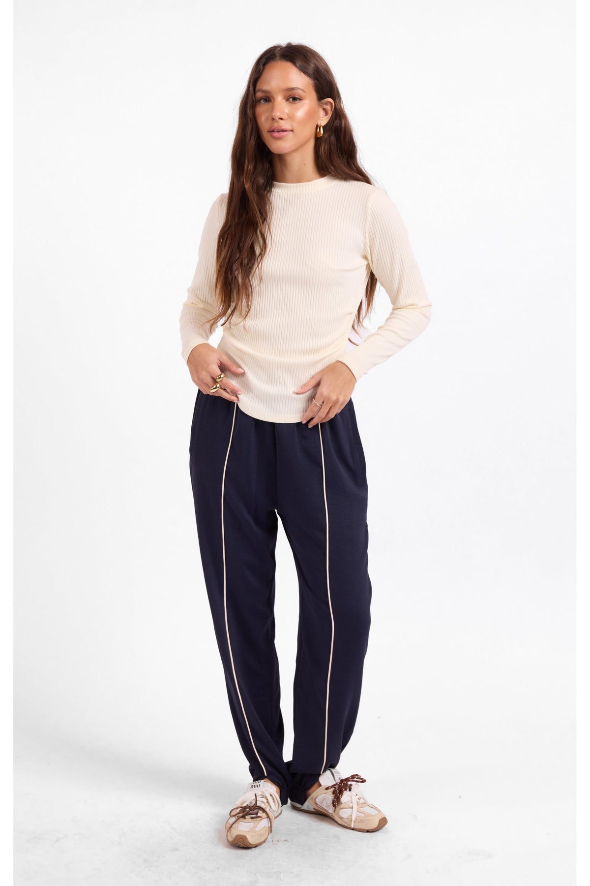 Sage the Label Esther Crew Neck Top in Ivory-Tops-Sage The Label-Deja Nu Boutique, Women's Fashion Boutique in Lampasas, Texas