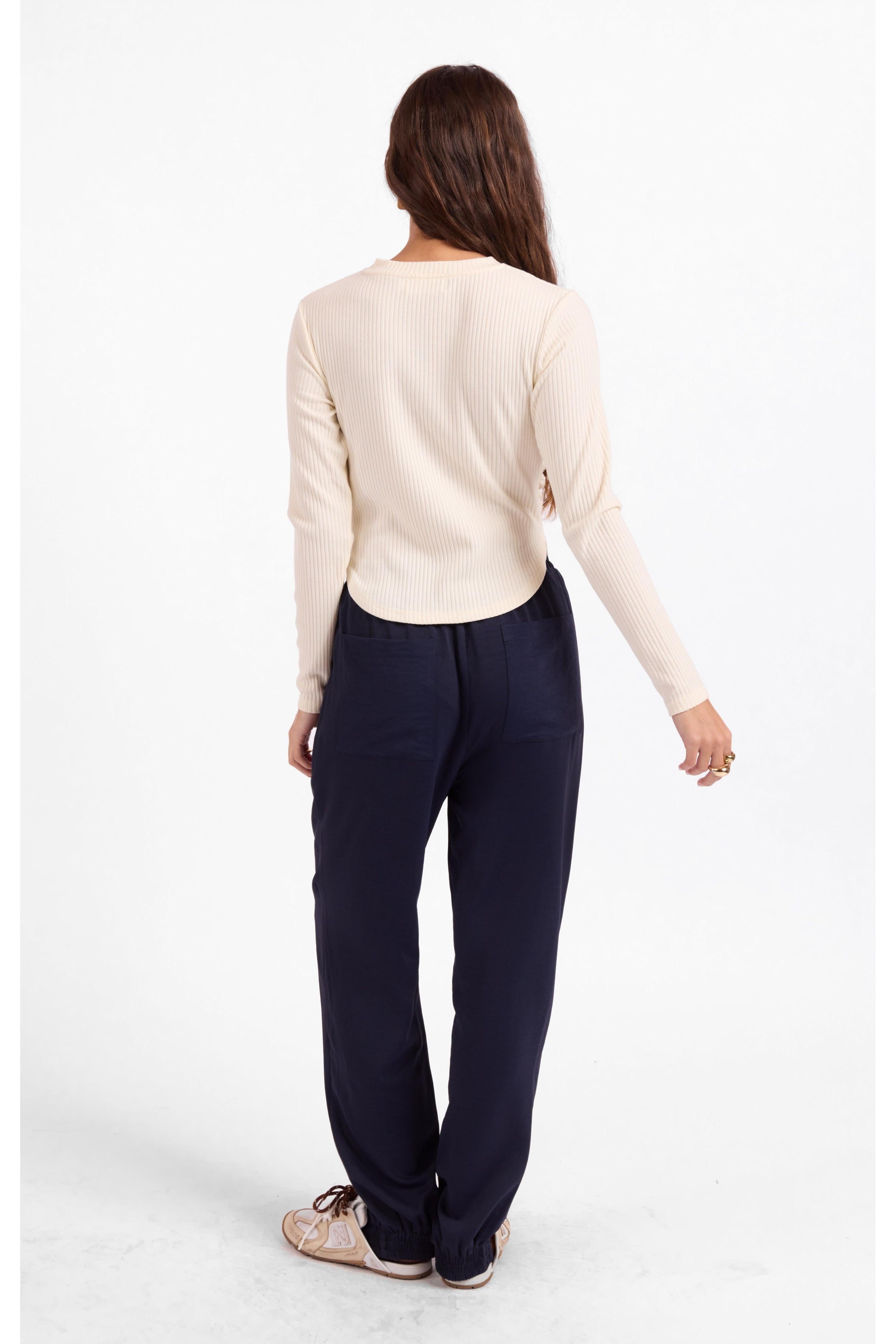 Sage the Label Esther Crew Neck Top in Ivory-Tops-Sage The Label-Deja Nu Boutique, Women's Fashion Boutique in Lampasas, Texas