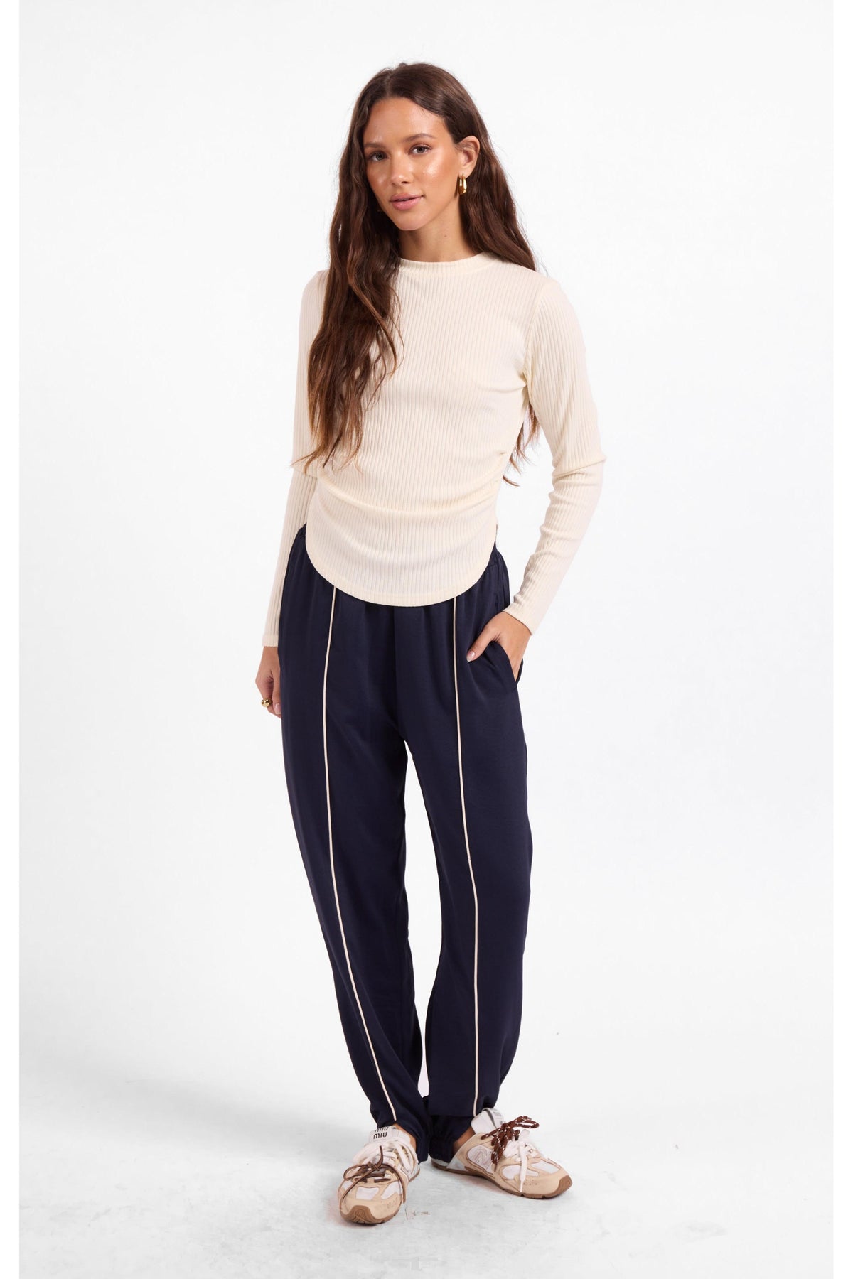 Sage the Label Esther Crew Neck Top in Ivory-Tops-Sage The Label-Deja Nu Boutique, Women's Fashion Boutique in Lampasas, Texas