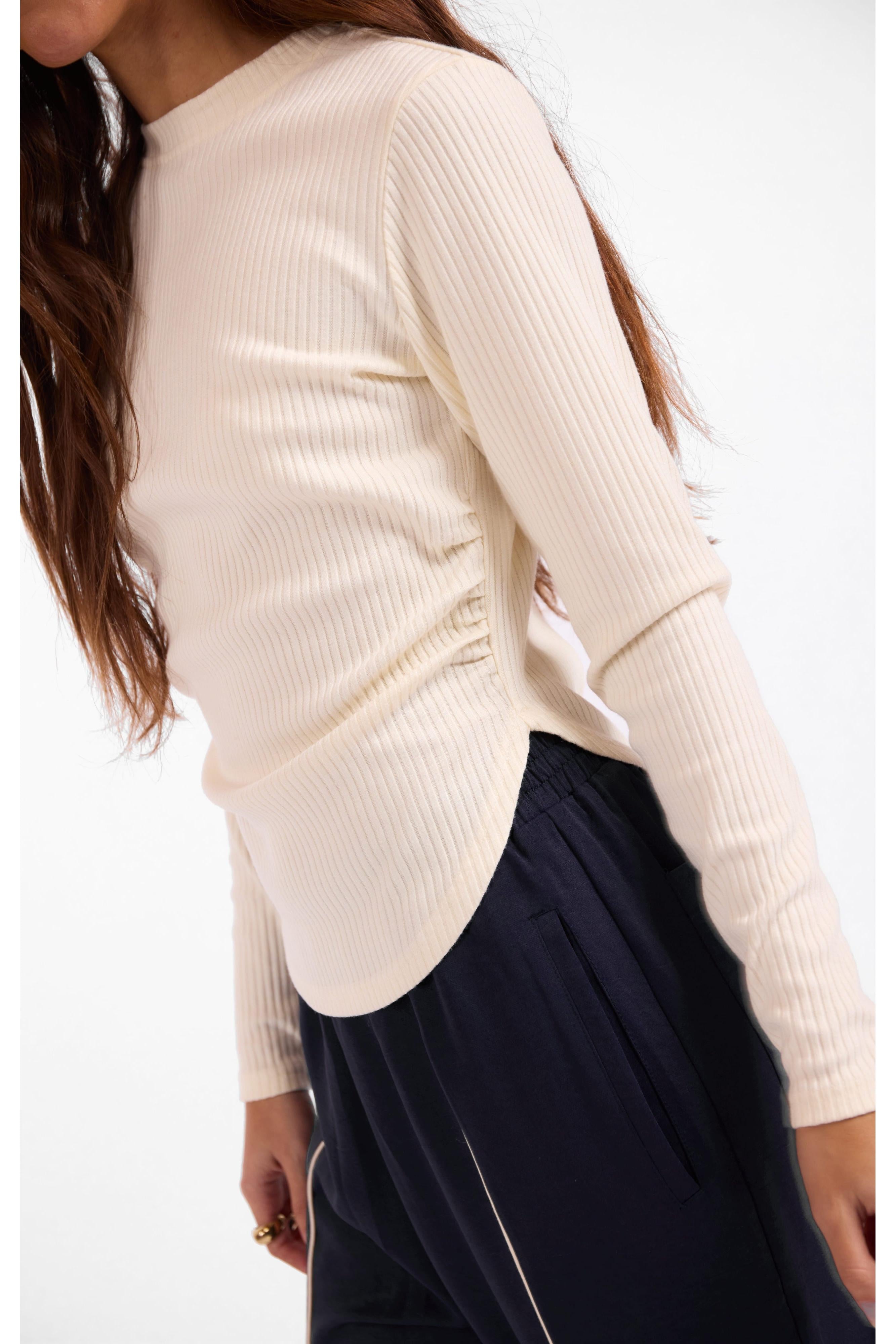 Sage the Label Esther Crew Neck Top in Ivory-Tops-Sage The Label-Deja Nu Boutique, Women's Fashion Boutique in Lampasas, Texas