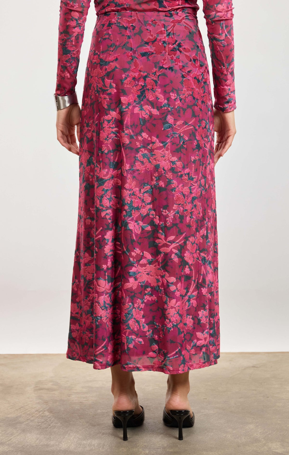 Sage The Label Velvet Rebellion Skirt in Fuchsia Multi-midi skirt-Sage The Label-Deja Nu Boutique, Women's Fashion Boutique in Lampasas, Texas
