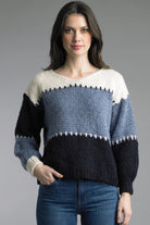 Tempo Paris Denim Color Block Sweater-Sweaters-Tempo Paris-Deja Nu Boutique, Women's Fashion Boutique in Lampasas, Texas